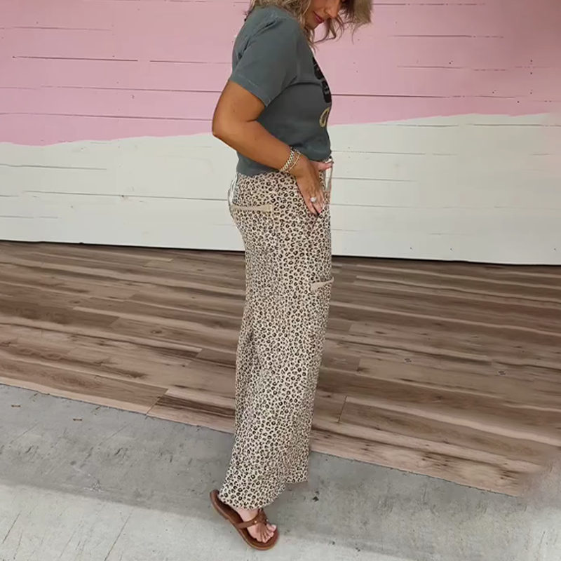 ⏳Spécial à durée limitée⏰Ensemble 2 pièces à manches courtes et pantalon imprimé léopard pour femmes