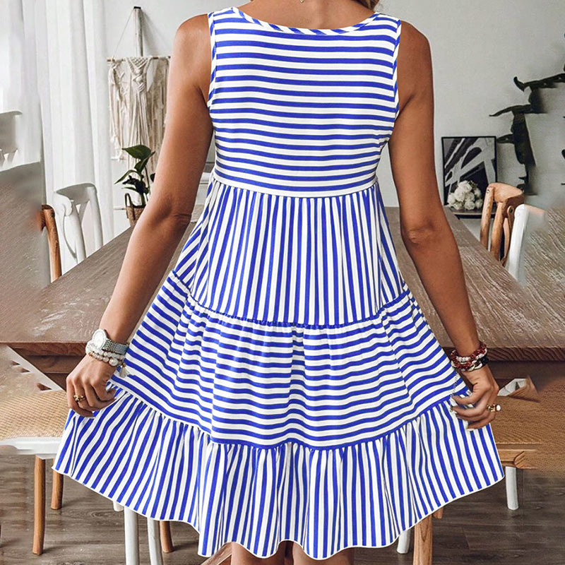 Women's Striped Print Vest Dress