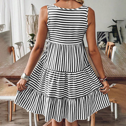 Women's Striped Print Vest Dress