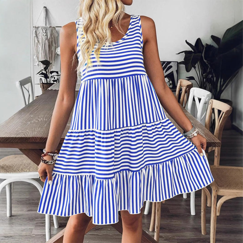 Women's Striped Print Vest Dress