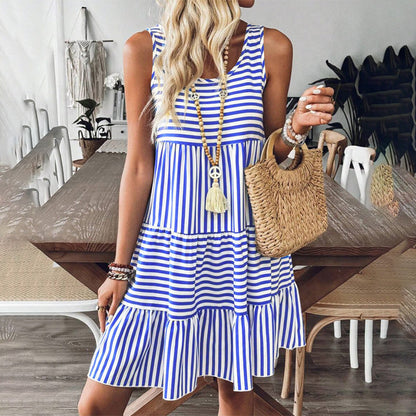 Women's Striped Print Vest Dress