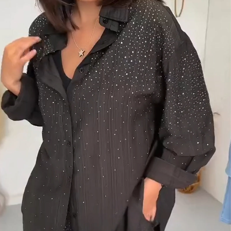 ⏳Spécial à durée limitée⏰Chemises étincelantes pour femmes ＆ Pantalon à jambe large 2 pièces