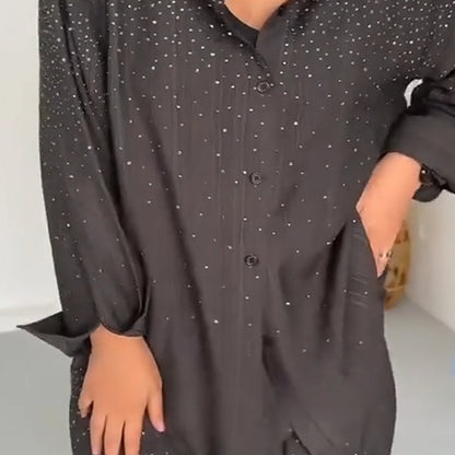 ⏳Spécial à durée limitée⏰Chemises étincelantes pour femmes ＆ Pantalon à jambe large 2 pièces