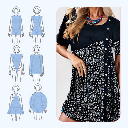 💃Élégance Vintage, Confort Moderne – Porter en Toute Liberté🌸Robe en coton imprimé vintage avec patchwork pour femmes