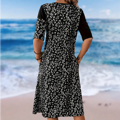 💃Élégance Vintage, Confort Moderne – Porter en Toute Liberté🌸Robe en coton imprimé vintage avec patchwork pour femmes