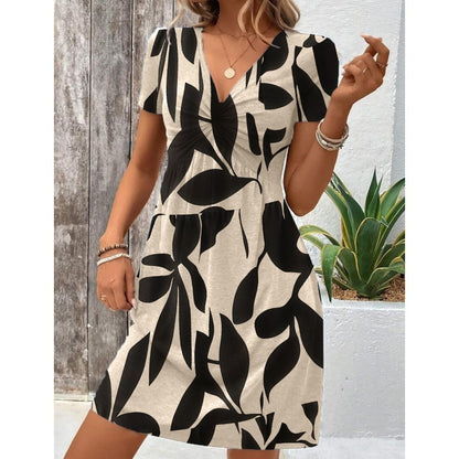 Élégance Sans Effort : Confort & Style en 1 Robe🔥Robe sans manches à col en V et à taille plissée pour femmes