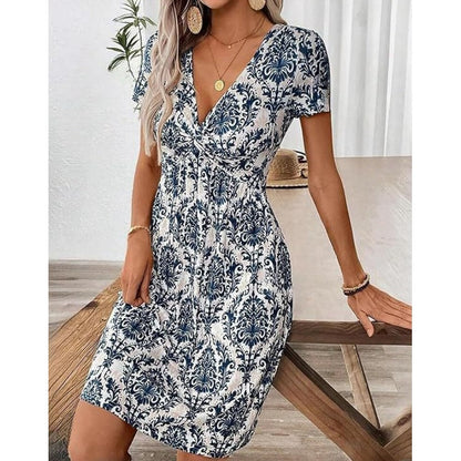 Élégance Sans Effort : Confort & Style en 1 Robe🔥Robe sans manches à col en V et à taille plissée pour femmes