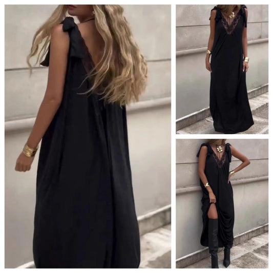 ⏳Spécial à durée limitée⏰Robe Longue Sans Manches à Col en V en Dentelle👗