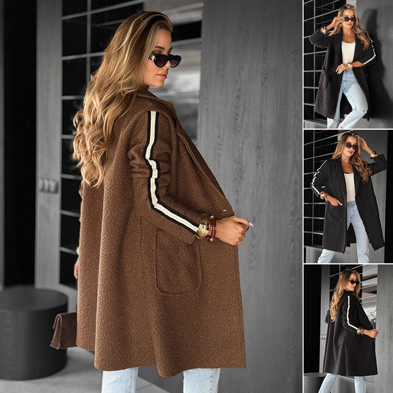 ⏳Spécial à durée limitée⏰Manteau à rayures avec revers cranté🧥