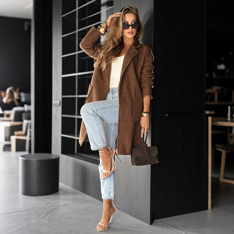 ⏳Spécial à durée limitée⏰Manteau à rayures avec revers cranté🧥
