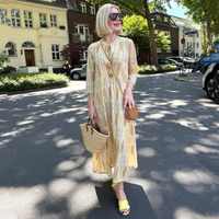⏳Spécial à durée limitée⏰Robe longue élégante pour femme à manches 3/4 et motif imprimé👗