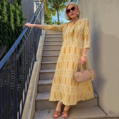 ⏳Spécial à durée limitée⏰Robe longue élégante pour femme à manches 3/4 et motif imprimé👗