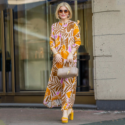 ⏳Spécial à durée limitée⏰Robe longue élégante pour femme à manches 3/4 et motif imprimé👗