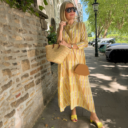 ⏳Spécial à durée limitée⏰Robe longue élégante pour femme à manches 3/4 et motif imprimé👗