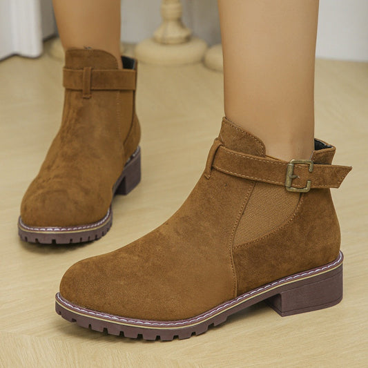 ⏳Spécial à durée limitée⏰Bottines élastiques solides à talons bas pour femmes👢