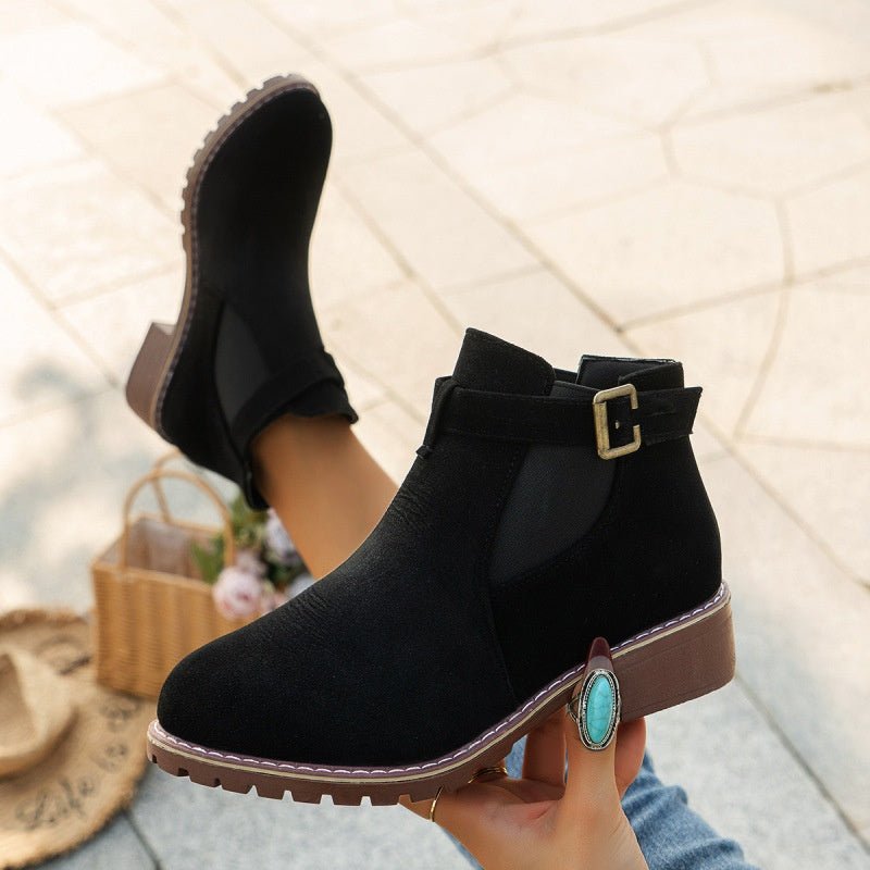 ⏳Spécial à durée limitée⏰Bottines élastiques solides à talons bas pour femmes👢