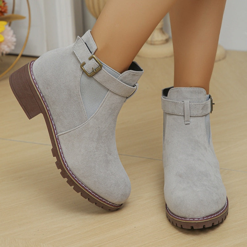 ⏳Spécial à durée limitée⏰Bottines élastiques solides à talons bas pour femmes👢