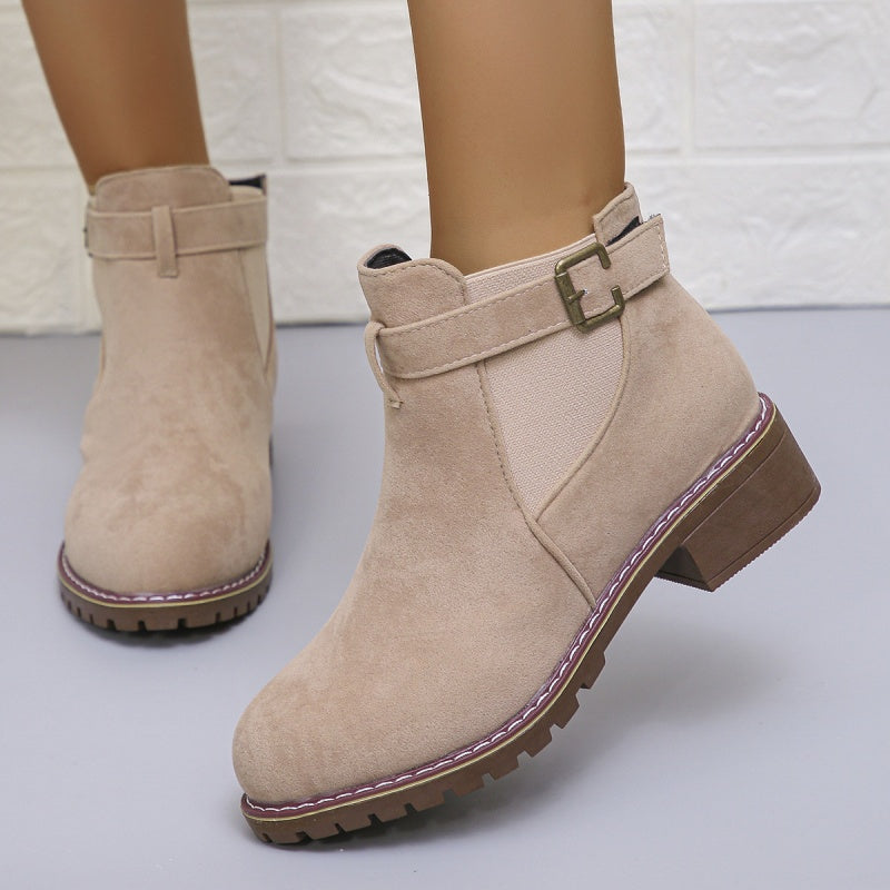 ⏳Spécial à durée limitée⏰Bottines élastiques solides à talons bas pour femmes👢