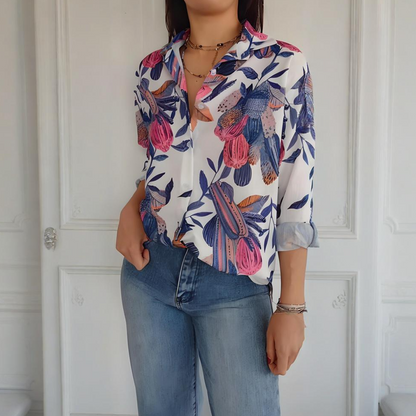 ⏳Spécial à durée limitée⏰Chemise boutonnée à imprimé plantes élégantes👚