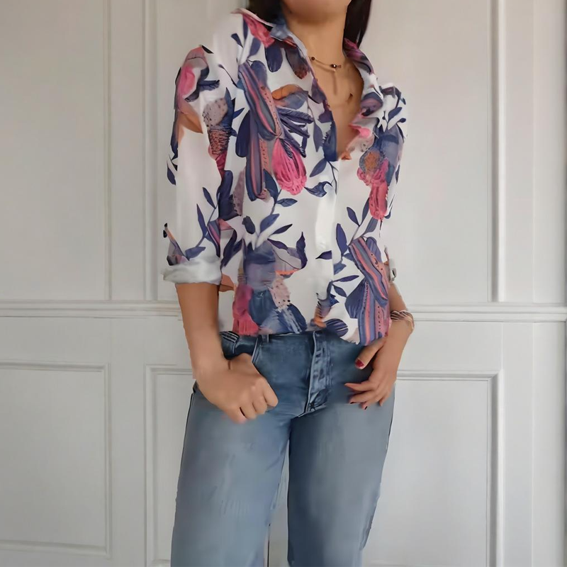 ⏳Spécial à durée limitée⏰Chemise boutonnée à imprimé plantes élégantes👚