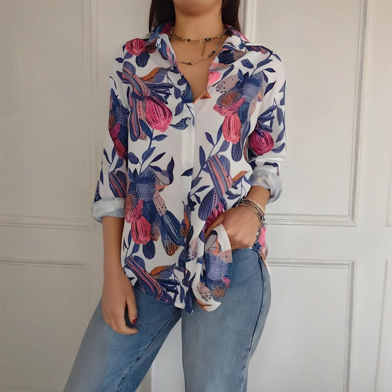 ⏳Spécial à durée limitée⏰Chemise boutonnée à imprimé plantes élégantes👚
