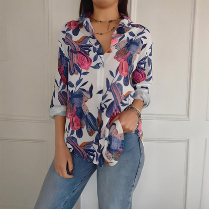 ⏳Spécial à durée limitée⏰Chemise boutonnée à imprimé plantes élégantes👚