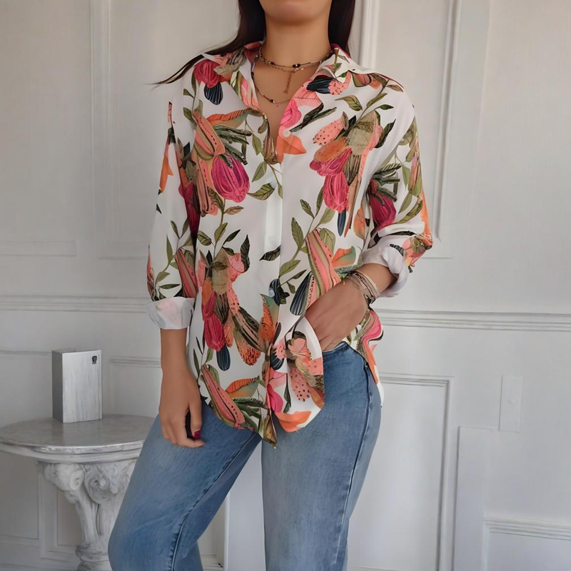 ⏳Spécial à durée limitée⏰Chemise boutonnée à imprimé plantes élégantes👚