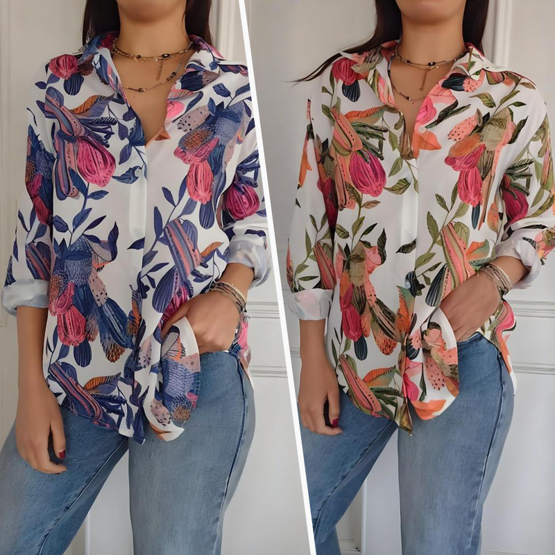 ⏳Spécial à durée limitée⏰Chemise boutonnée à imprimé plantes élégantes👚