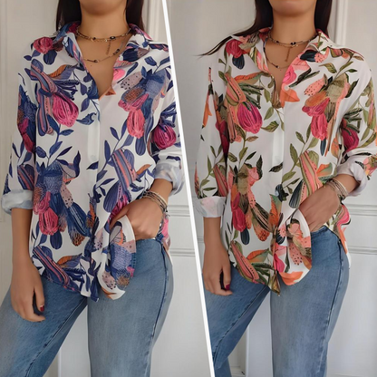 ⏳Spécial à durée limitée⏰Chemise boutonnée à imprimé plantes élégantes👚