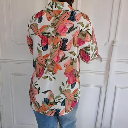⏳Spécial à durée limitée⏰Chemise boutonnée à imprimé plantes élégantes👚