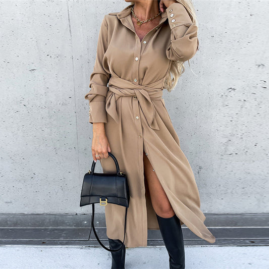 ⏳Spécial à durée limitée⏰Robe chemise manches longues pour femme👗