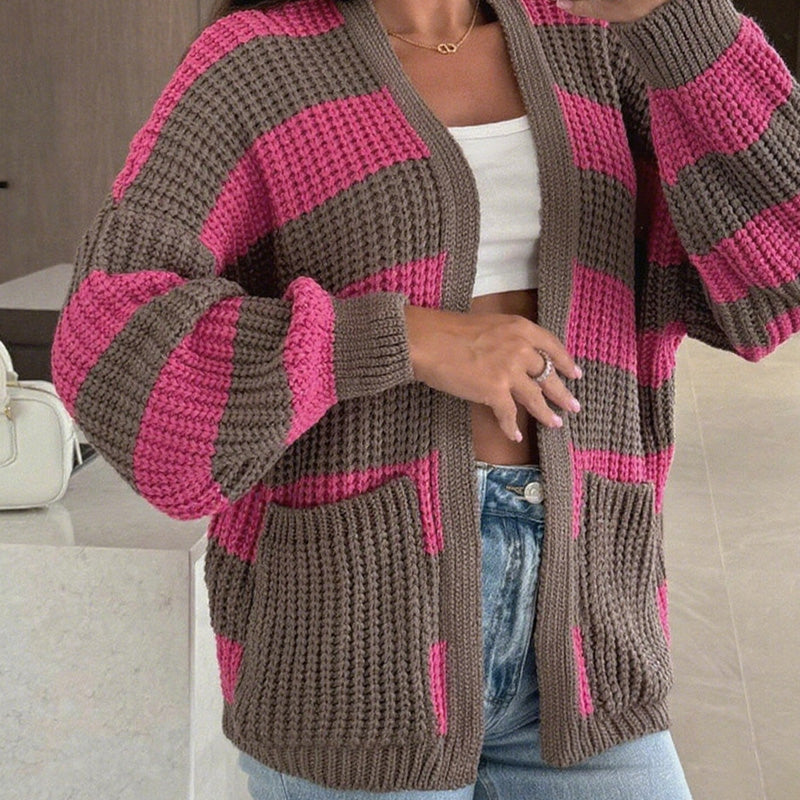 ⏳Spécial à durée limitée⏰Pull élégant à rayures et encolure ouverte pour femme