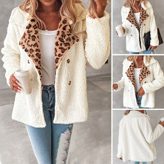 ⏳Spécial à durée limitée⏰Manteau doudou à bordure léopard🧥