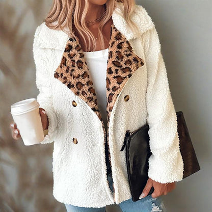 ⏳Spécial à durée limitée⏰Manteau doudou à bordure léopard🧥